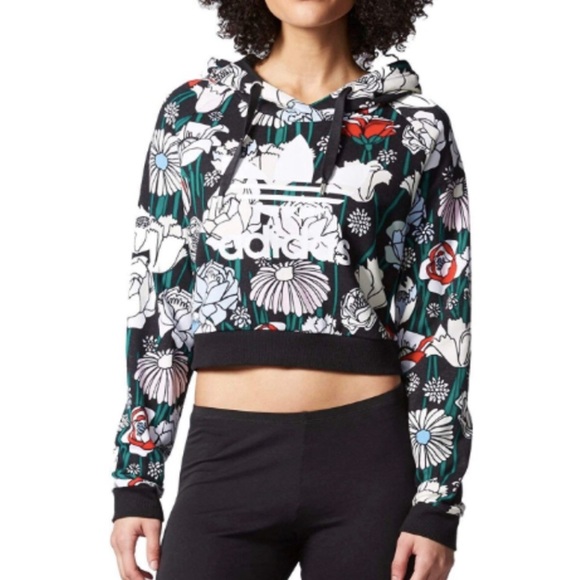 adidas Tops - Adidas Originals Brazil Farm Floral Cropped Hoodie